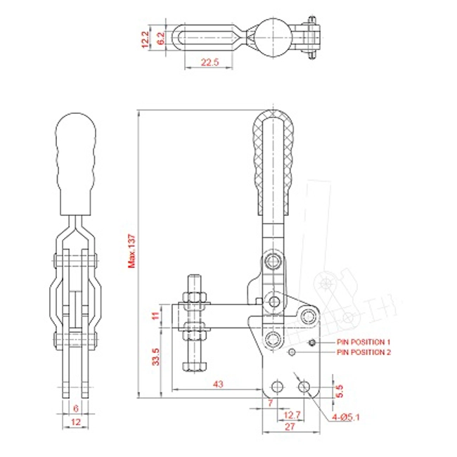 Vendita online Bloccaggio verticale base dritta braccio regolabile 150 Kg.